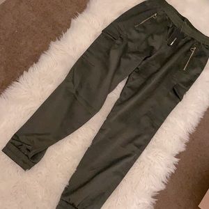 Olive Satin High Rise Joggers